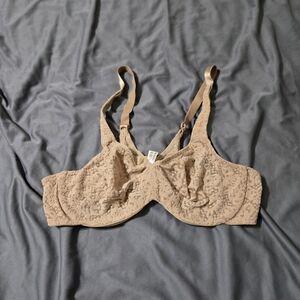Wacoal Nude Halo Lace Unlined Underwire Bra 38C Sheer Full Coverage Adjustable